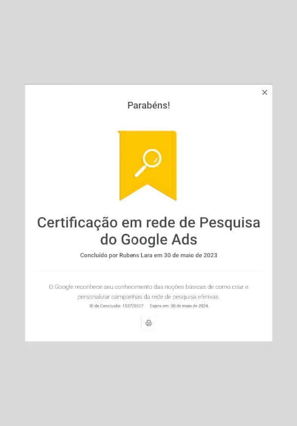 Google Ads Pesquisa - Certified Professional